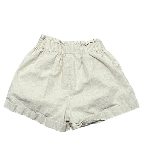 Crescent Beige High Rise Linen Shorts Women Beach Classic Modest Old Money S - Picture 2 of 9